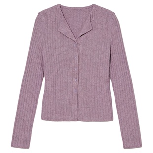 Basic House/百家好温柔风粉色针织开衫女士2026春季新款软糯毛衣