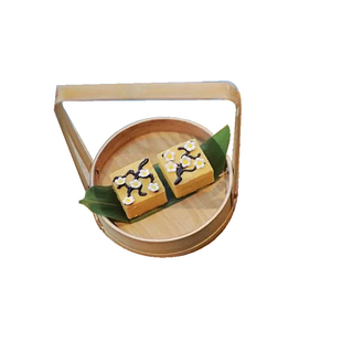 柳杉木手提蒸笼单层蒸屉点心提篮手提笼格糕点托盘创意提手小竹篮
