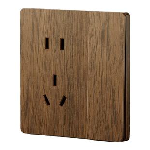 复古新中式开关插座面板墙壁家用86型仿古木纹暗装一开五孔插座