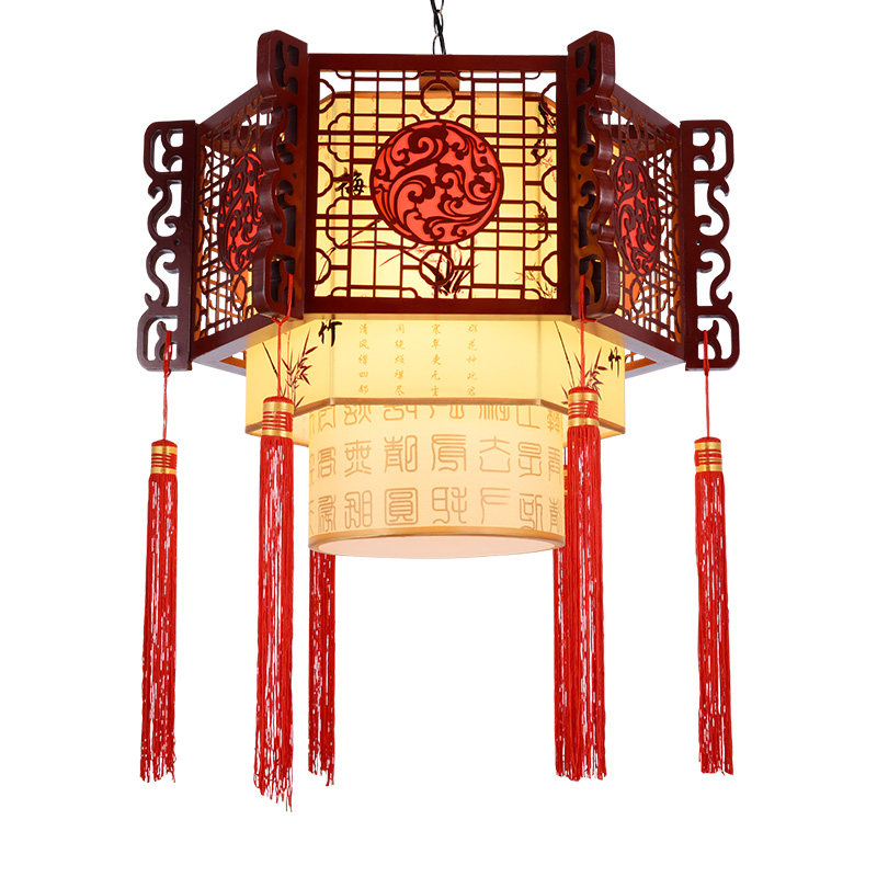 中式仿古餐厅吊灯饭店酒店复古灯具古典茶楼圆形灯笼包厢大厅灯饰