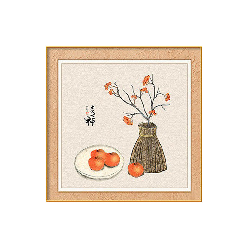 平安喜乐餐厅背景装饰画原木风