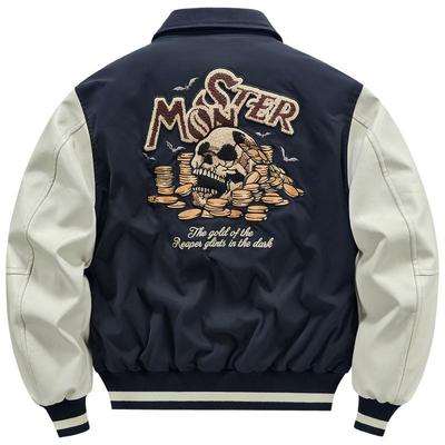 双面穿复古毛巾绣夹棉加厚棒球服