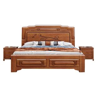 中式全实木床雕花金花梨木1.8米双人床1.5米单人仿古榫卯工厂直销