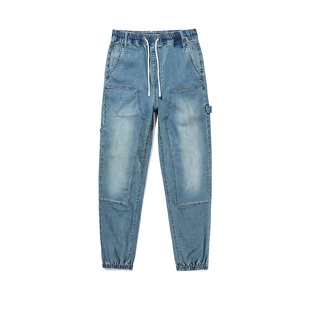 ABLE JEANS【木匠酷跑运动裤】女士薄款松紧腰束脚工装休闲牛仔裤