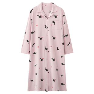 慕诗梦睡裙女款春秋季纯棉长袖连衣裙2026新款卡通可外穿家居服