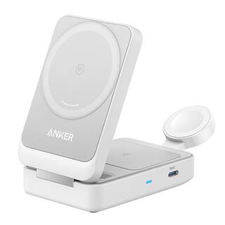 ANKER安克MagGo15W磁吸三合一无线充电器折叠支架OK充认证适用iPhone17苹果17/16/15充电头手表充电座