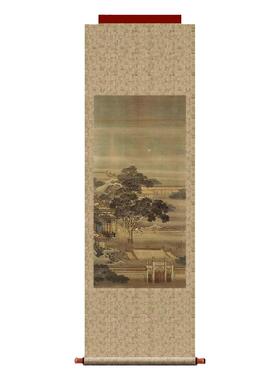 清袁耀汉宫秋月图挂轴条幅卷轴山水画名画真迹复制品书房玄关画