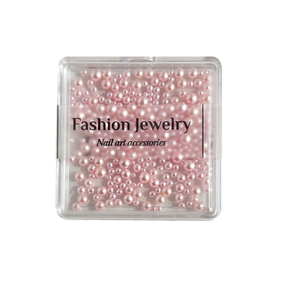 彩色高亮珍珠美甲饰品大小号混装立体圆形纯白粉蓝紫色指甲钻配饰