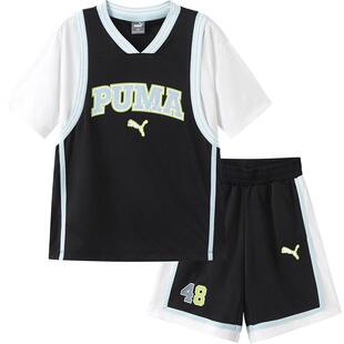 PUMA彪马女童套装新款夏季短袖短裤中大童速干运动儿童篮球衣服潮