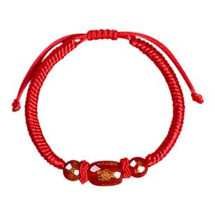 普陀山2026年化解红绳手链本命年红玛瑙红手绳编织护身符礼物女