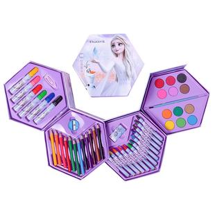 迪士尼水彩笔绘画笔套装全套工具礼盒儿童幼儿园一年级可水洗小学生专用荧光闪粉美术用品画画笔涂色填色彩笔