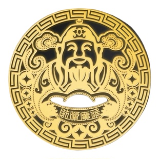 五路文武财神赵公明财富满贯聚宝盆财源广进金属贴装饰手机背面贴