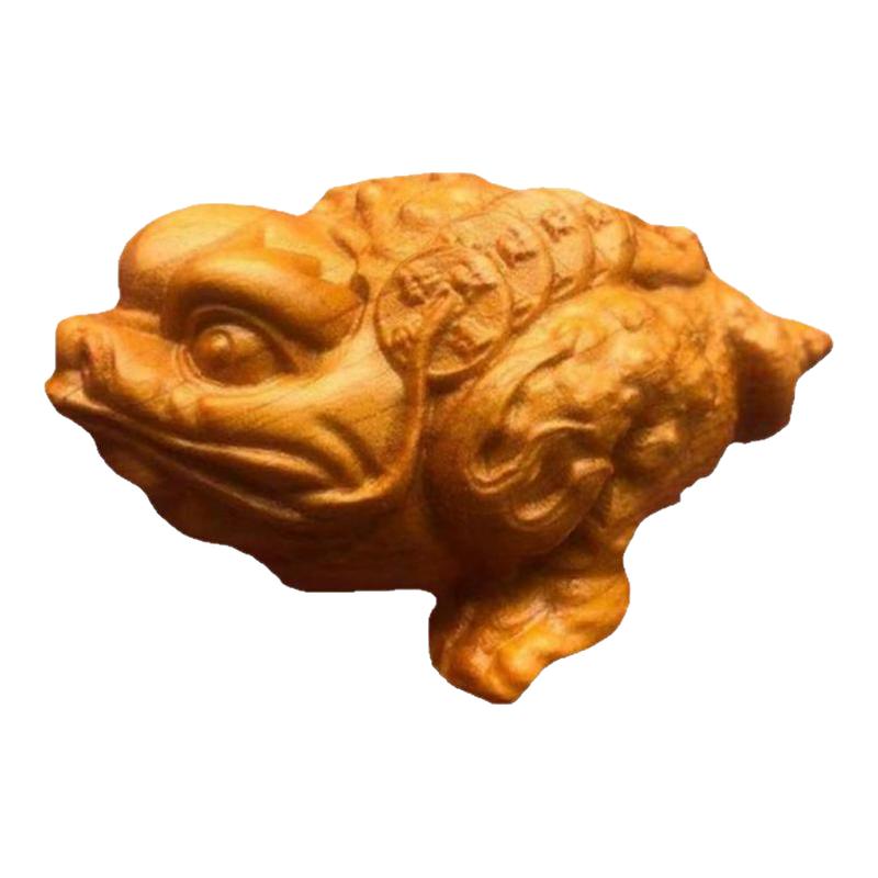 招财三足金蟾随身茶宠摆件崖柏