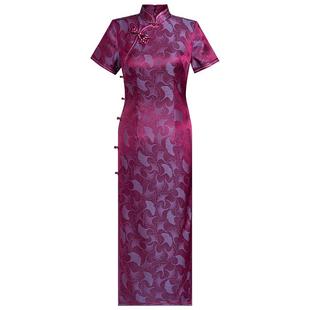 真丝旗袍女2025年夏季新款高端新中式紫色高贵妈妈老上海滩民国风