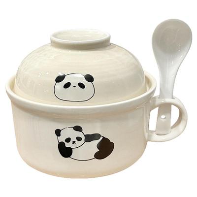 日式可爱卡通学生陶瓷泡面碗带盖