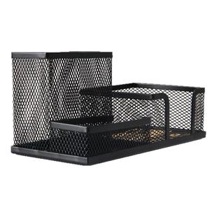 得力笔筒金属网纹创意时尚可爱笔盒桌面收纳笔筒个性简约韩国小清新复古高温烤漆笔座笔筒办公学生少女文具