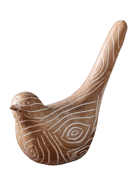 现代风格简约树脂木刻纹路小鸟摆件软装饰品样板房售楼处雕塑礼品