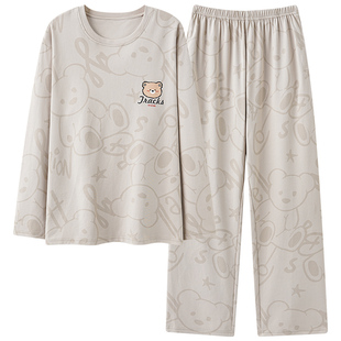 北极绒男士睡衣春秋季纯棉长袖青少年2025新款可爱休闲家居服套装