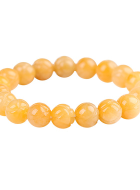 天然黄龙玉莲花珠手链单圈发财玉