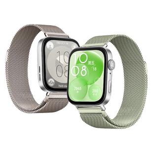 适用华为fit3手表表带watch fit4/5pro新款米兰尼斯磁吸回环2/1运动智能mini金属腕带时尚活力雅致版男款ins