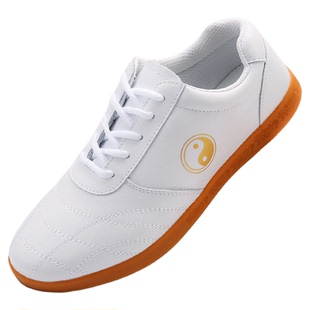 劲武旗舰店武术太极鞋男款防滑八段锦功鞋武术练功鞋女真皮牛筋底