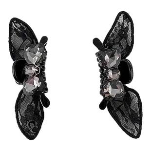 黑色精灵耳后发夹刘海夹侧边夹AB面兔耳朵小抓夹蝴蝶结发夹女头饰