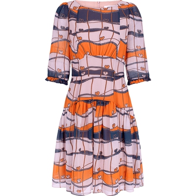 BORAAKSU法式一字领拼色连衣裙