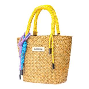 草编手提包编织尼龙手绳菜篮子包彩色同款装饰绳手工编制包沙滩包