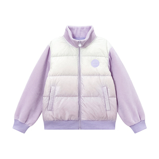 笛莎童装女童羽绒服2025冬季新款中大童女孩儿童拼接外套短款立领