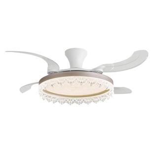 餐厅隐形水晶风扇灯2025新款轻奢餐厅主卧室吊扇灯家用一体电扇灯