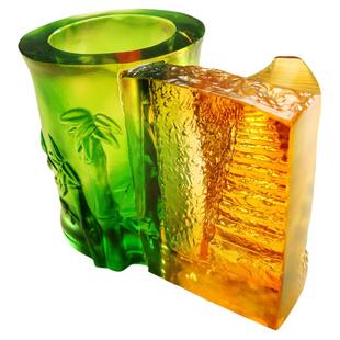 琉璃笔筒摆件小礼品毕业礼物送老师导师纪念品竹子工艺品员工奖杯