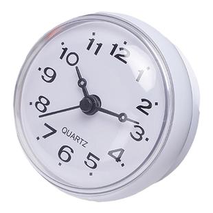 欧式防水吸盘小钟浴室创意挂钟小型简约厨房冰箱时钟家用圆形挂表