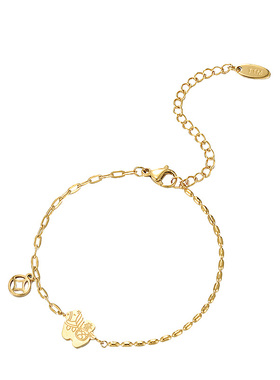 旭平仿黄金色小马钱币手链复古新中式气质手饰