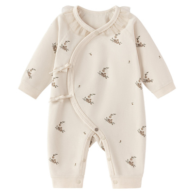 【清仓】babylove【纺软织柔】新生儿系带连体衣春秋纯棉月下花影