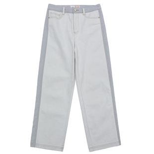 谜底牛仔裤女2025夏新品航海系撞色拼接烟管直筒九分裤252MK0694