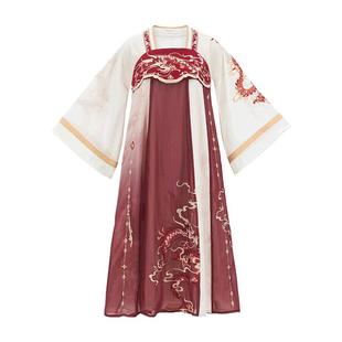 汉尚华莲龙母寅原创改良汉服汉元素春夏中国风日常刺绣齐胸连衣裙