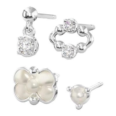 简单贝母中性镶宝石耳骨钉耳环组