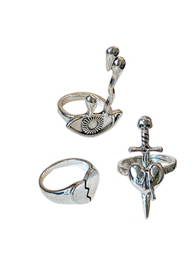 Gallery男女爱心流泪暗黑风戒指