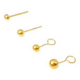 5mm黄金耳钉女999足金耳饰金豆豆耳针送女友送老婆送妈妈生日礼物