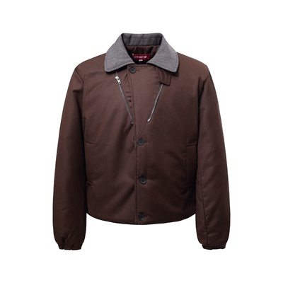 冬季潮牌千鸟格短款棉衣男美式