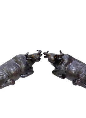 陶瓷牛摆件生肖牛卧牛水牛一对