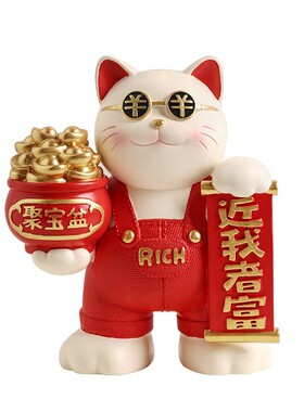 乔迁玄关客厅酒柜树脂招财猫摆件