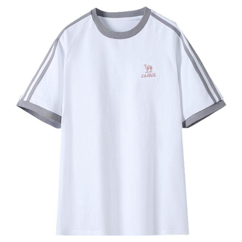 骆驼纯棉T恤女春夏季短袖圆领情侣新款复古宽松运动休闲上衣男