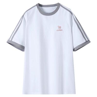 骆驼纯棉T恤女春夏季短袖圆领情侣新款复古宽松运动休闲上衣男