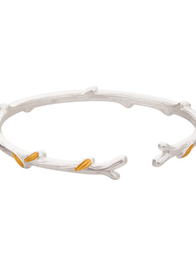 顺庆银楼足银990秋墨手镯女树枝