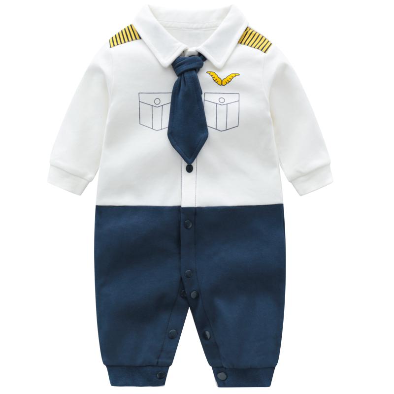 宝宝秋装男满月服百天机长服摄影
