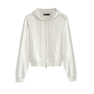 TRENDYWU 美式学院“秘鲁”海盐白棉叠层插肩袖卫衣弯刀卫裤套装