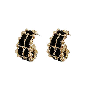 复古港风金属感耳环小众设计耳饰2023年新款气质轻奢耳夹女无耳洞