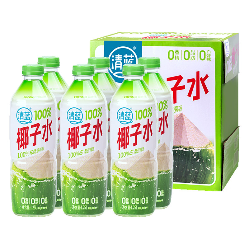 清蓝100%椰子水1.25L*6瓶大瓶装