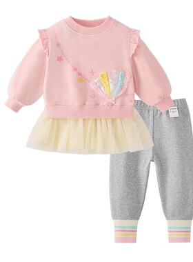 女童卫衣套装春秋新款小儿童春款衣服甜美女孩春装宝宝两件套春季